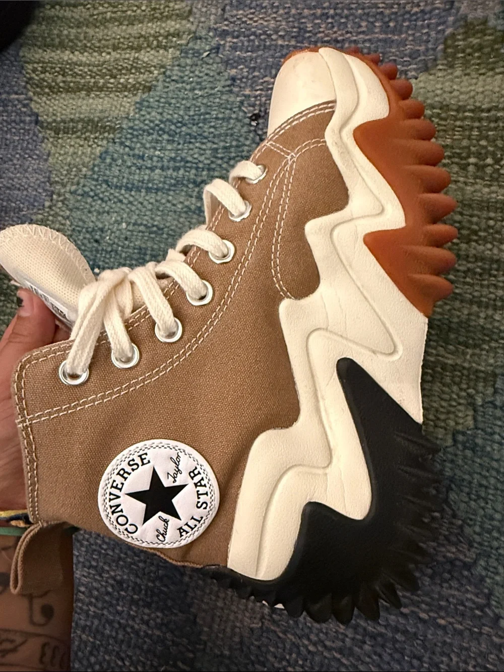 Converse Kids High-Top Sneakers in Brown, White & Black with Rust Accent